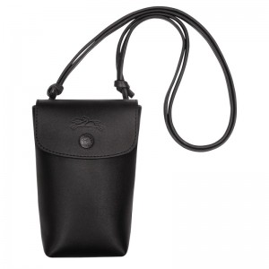 Longchamp Le Pliage Xtra Phone case with leather lace - Leather Pouches & Cases Black | UF16-S6ST