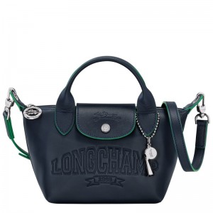 Longchamp Le Pliage Xtra XS Handbag - Leather Handbags Navy | SB65-G1DV