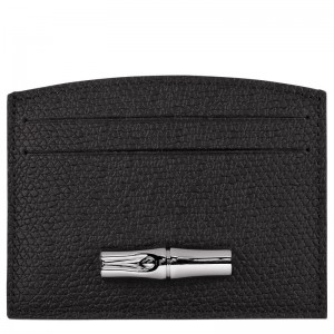 Longchamp Le Roseau Card holder - Leather Cardholders & Coin purses Black | ZI88-H1FC