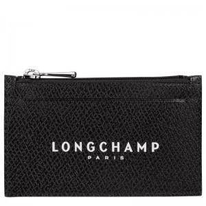 Longchamp Le Roseau Essential Coin purse - Leather Cardholders & Coin purses Black | XN78-C7EF