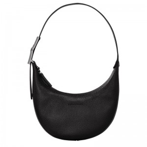 Longchamp Le Roseau Essential S Hobo bag - Leather Shoulder bags Black | YU36-A1DV