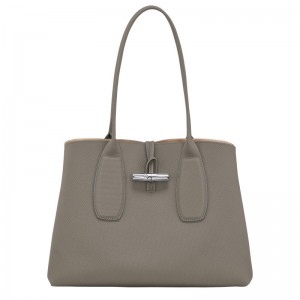 Longchamp Le Roseau L Tote bag - Leather Shoulder bags Turtledove | CT09-E4TA