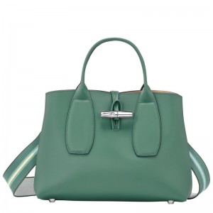 Longchamp Le Roseau M Handbag - Leather Handbags Sage | DM84-G8JW