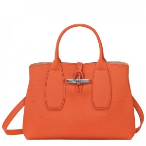 Longchamp Le Roseau M Handbag - Leather Handbags Orange | KW86-G1HZ