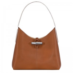 Longchamp Le Roseau M Hobo bag - Leather Shoulder bags Cognac | FE09-W6WG