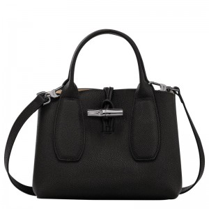 Longchamp Le Roseau S Handbag - Leather Handbags Black | QR71-M2WR