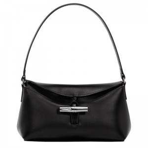 Longchamp Le Roseau S Hobo bag - Leather Shoulder bags Black | XV81-O2NT