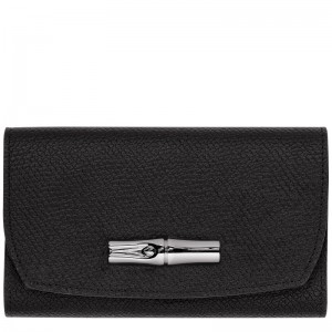 Longchamp Le Roseau Wallet - Leather Wallets Black | TK78-O3DI