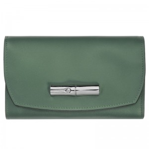 Longchamp Le Roseau Wallet - Leather Wallets Sage | HC27-U5VQ