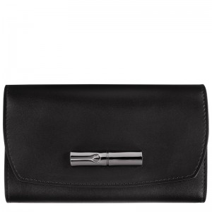 Longchamp Le Roseau Wallet - Leather Wallets Black | ZO40-U2ML