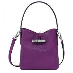 Longchamp Le Roseau XS Bucket bag - Leather Crossbody bags Violet | UG84-X3AK