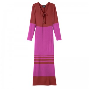 Longchamp Long dress - Jersey Dresses & Skirts Hydrangea/Sienna | LM53-H5ZV