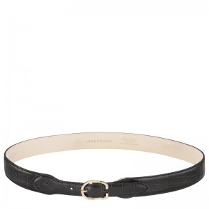 Longchamp Longchamp 1980 Ladies' Belt - Leather Belts Black | FH19-G6OF