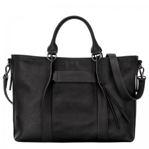 Longchamp Longchamp 3D L Handbag - Leather Handbags Black | AL83-H3JI