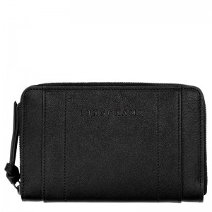 Longchamp Longchamp 3D Wallet - Leather Wallets Black | NO46-D2JX