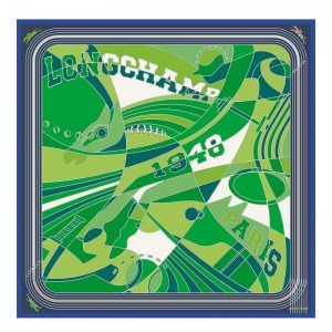 Longchamp Longchamp League Silk scarf 90 - OTHER Silk Scarves Green | SI07-G6OB