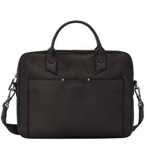 Longchamp Longchamp sur Seine Briefcase - Leather Briefcase Black | OV49-Z3PJ