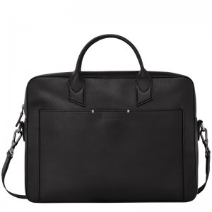 Longchamp Longchamp sur Seine M Briefcase - Leather Briefcase Black | CZ65-I7MI