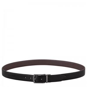 Longchamp Longchamp sur Seine Men's belt - Leather Belts Black/Mocha | GV18-M9GS