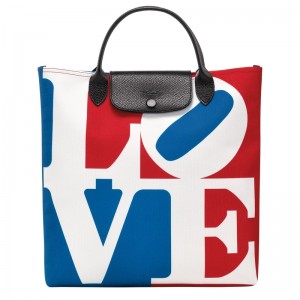 Longchamp Longchamp x Robert Indiana L Handbag - Canvas Handbags White | HY33-E7YV