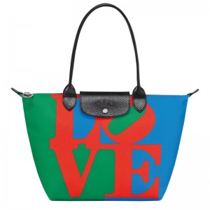 Longchamp Longchamp x Robert Indiana M Tote bag - Canvas Shoulder bags Red/Navy | OX01-F3CW