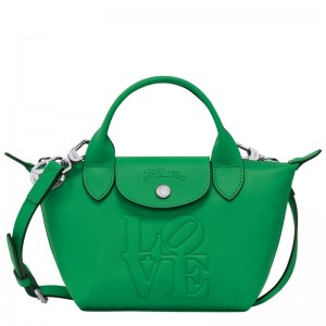 Longchamp Longchamp x Robert Indiana XS Handbag - Leather Handbags Green | VG79-T9UU