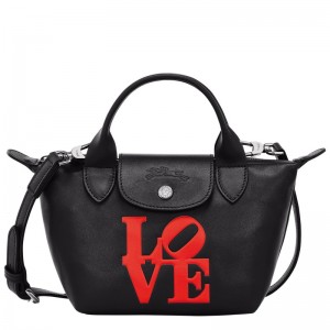 Longchamp Longchamp x Robert Indiana XS Handbag - Leather Handbags Black | ZO20-V6YK