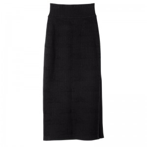 Longchamp Midi skirt - Knit Dresses & Skirts Black | QH52-L3QG