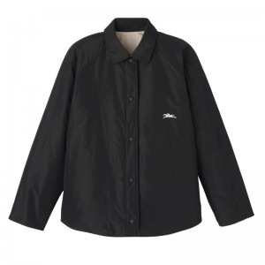 Longchamp Padded blouson - Technical taffeta Coats & Jackets Black/Mahogany | FM15-O2BV