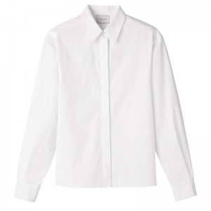 Longchamp Shirt - Popelin Tops & Blouses White | CI58-J5ED