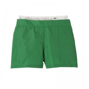 Longchamp Short pants with belt patch - Technical taffeta Trousers & shorts Green | OB92-E5GB