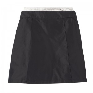 Longchamp Short skirt with belt patch - Technical taffeta Dresses & Skirts Black | ZW99-V0JX