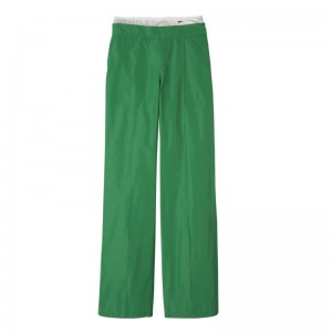 Longchamp Straight pants with patch - Technical taffeta Trousers & shorts Green | CX45-Q6PM