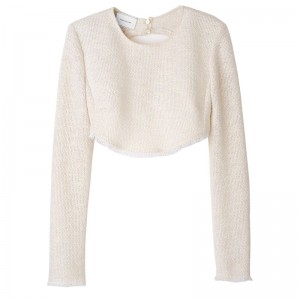 Longchamp Top - Bouclé Tops & Blouses Ecru | GV42-C6OS