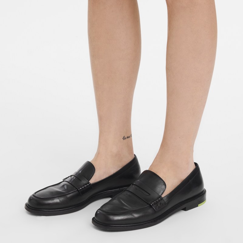 Longchamp Au Sultan Loafer - Leather Loafers Black | AB50-K4XN