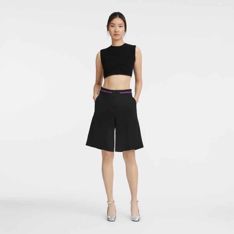 Longchamp Bermuda shorts - Double faced Trousers & shorts Black | MO61-M4KV