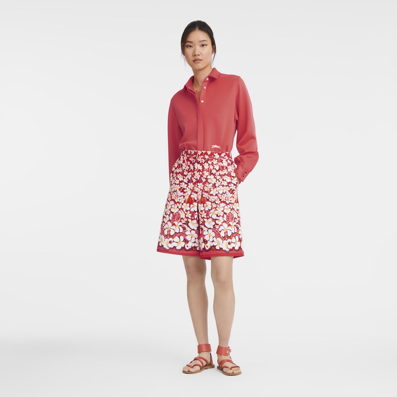 Longchamp Bermuda shorts - Gabardine Trousers & shorts Strawberry | WG99-J7IS