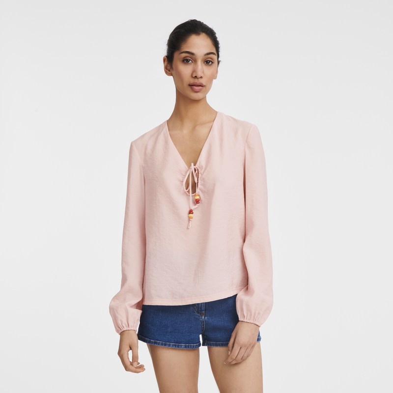 Longchamp Blouse - Crepe Tops & Blouses Nude | OM37-N0HG