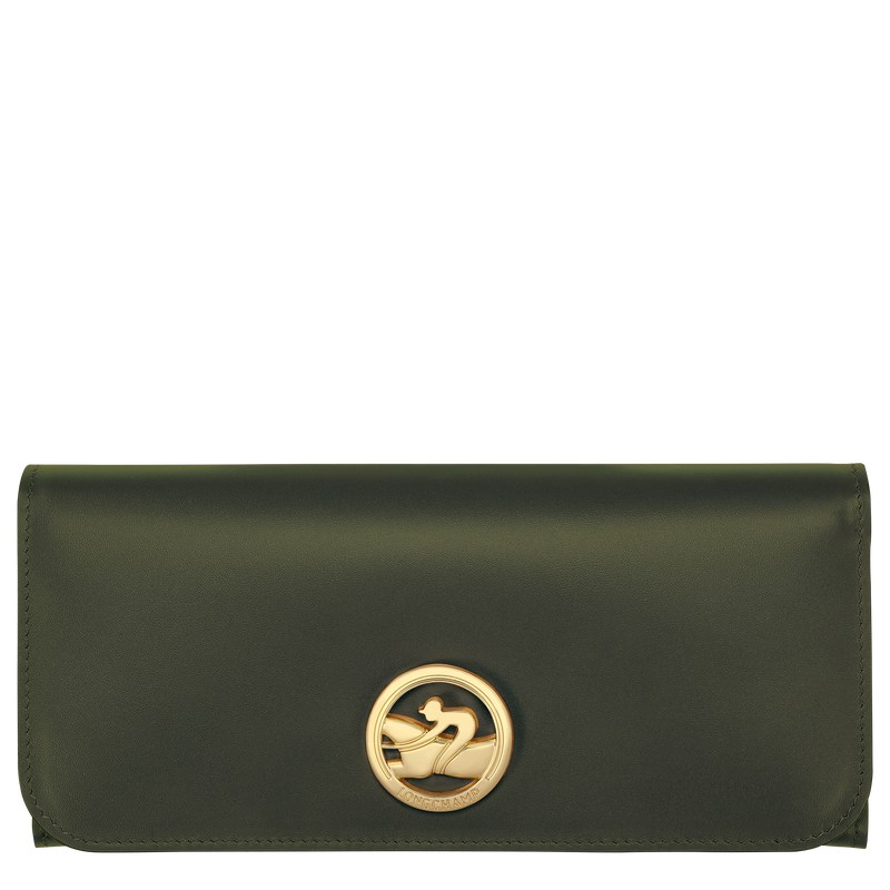 Longchamp Box-Trot Continental wallet - Leather Wallets Khaki | RN40-U4AM