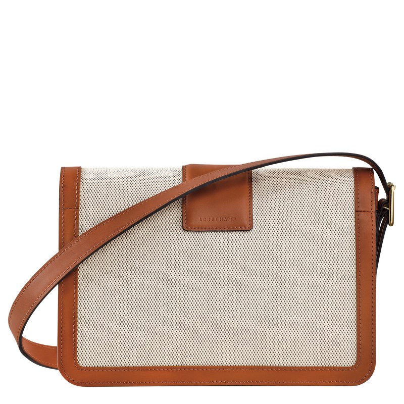 Longchamp Box-Trot M Crossbody bag - Canvas Crossbody bags Cognac | EW88-O6XB