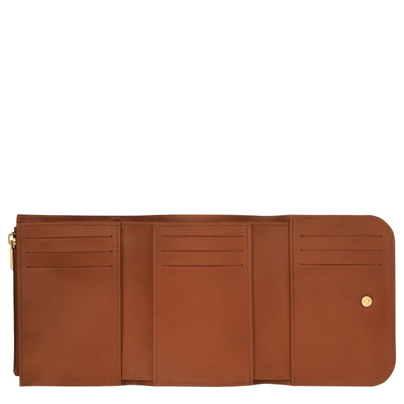 Longchamp Box-Trot Wallet - Leather Wallets Cognac | EZ82-O4TU