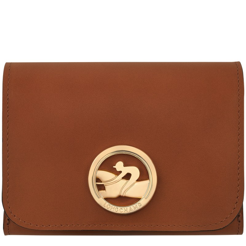 Longchamp Box-Trot Wallet - Leather Wallets Cognac | EZ82-O4TU