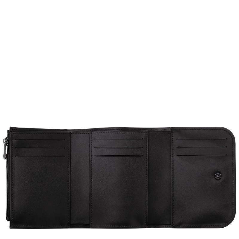 Longchamp Box-Trot Wallet - Leather Wallets Black | HO70-N7YF