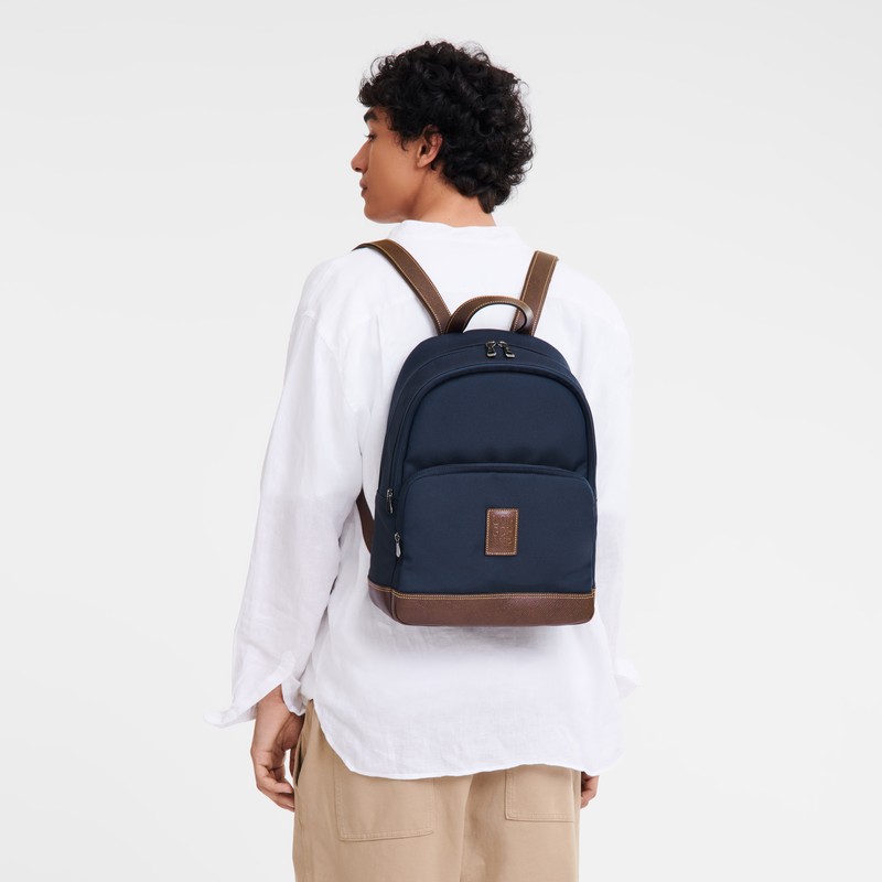 Longchamp Boxford Backpack - Recycled canvas Backpacks Blue | CV17-J7AI