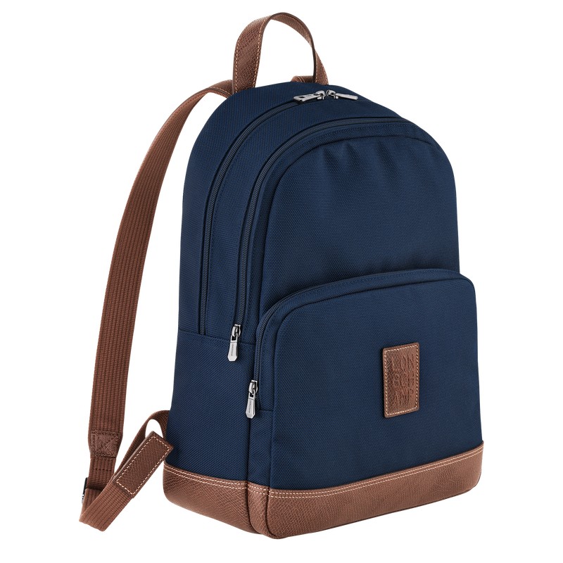 Longchamp Boxford Backpack - Recycled canvas Backpacks Blue | CV17-J7AI