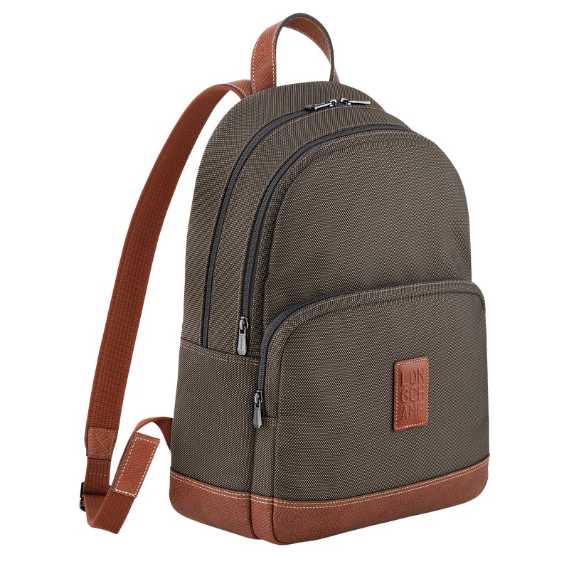 Longchamp Boxford Backpack - Recycled canvas Backpacks Brown | YG21-B6XO