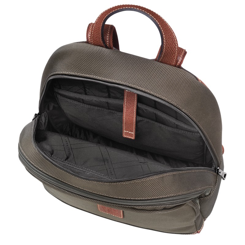 Longchamp Boxford Backpack - Recycled canvas Backpacks Brown | YG21-B6XO