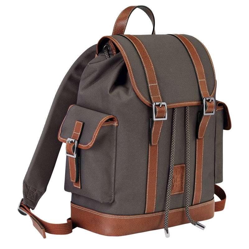 Longchamp Boxford Backpack - Recycled canvas Backpacks Brown | EB84-D3UM