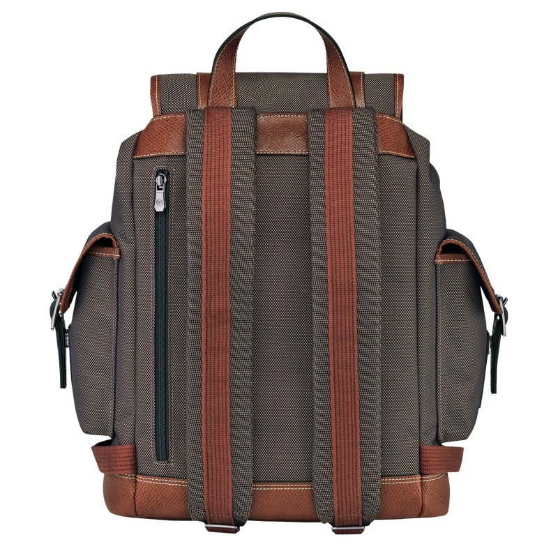 Longchamp Boxford Backpack - Recycled canvas Backpacks Brown | EB84-D3UM