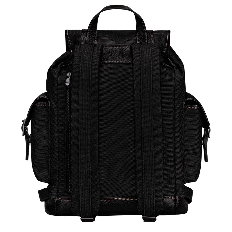 Longchamp Boxford Backpack - Recycled canvas Backpacks Black | MN29-K8IX